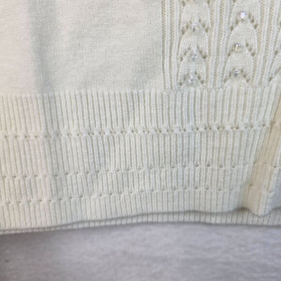 Koret Beaded Knit Sweater Small Mock Neck Back Zipper Coastal Classiccore Luxury - Picture 4 of 9
